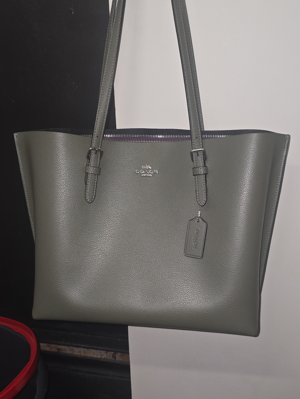 Coach Pebbled Leather Tote in Olive